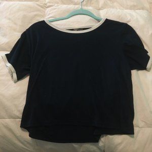 Topshop Black T-Shirt With White Trim